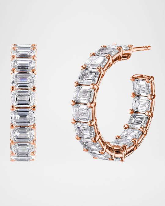 Diamonds at Neiman Marcus 18K Rose Gold Emerald-Cut East-West Hoop ...