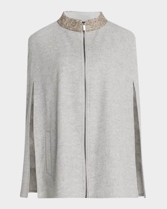 Wool Cape W/ Embellished Collar 