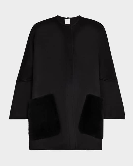 Cashmere Coat with Shearling Pockets 