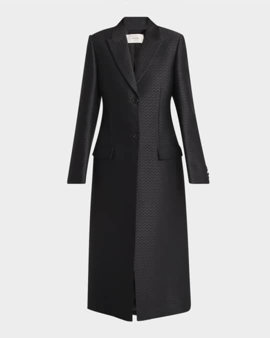 Drusille Chevron Jacquard Single-Breasted Long Coat