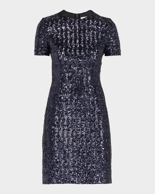 Michael Kors Collection Sequined Short-Sleeve Mini Dress | Neiman Marcus