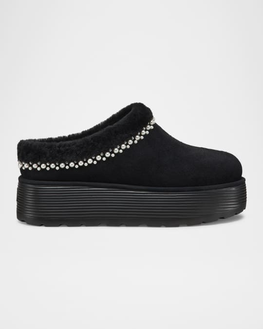 Nellie Embellished Suede Flatform Mules