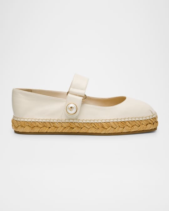 Fayence Leather Mary Jane Ballerina Espadrilles