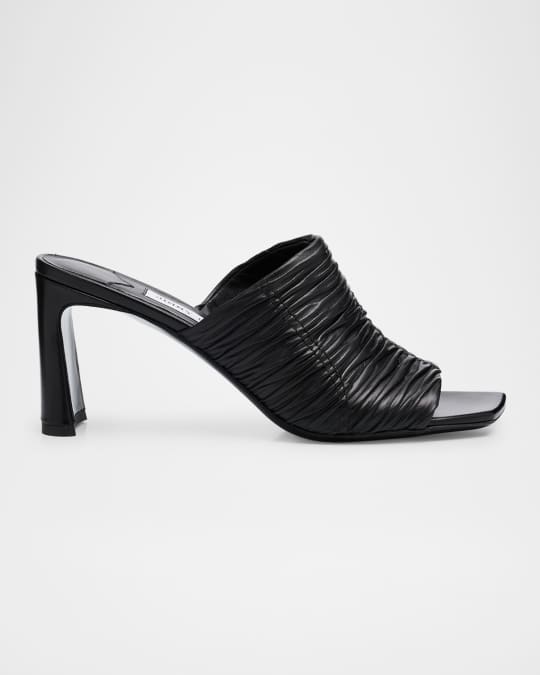 Lua Ruched Leather Mule Sandals