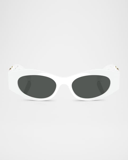 Medusa Embellished Oval Plastic Sunglasses, 51MM