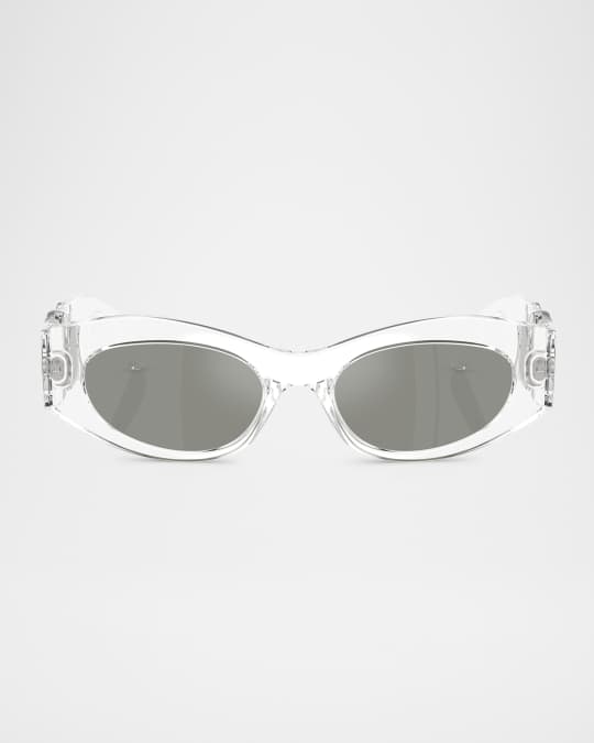 Medusa Embellished Oval Plastic Sunglasses, 51MM