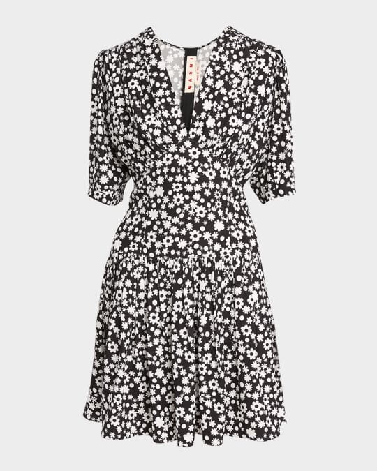 ワンピース MARNI SS25 Marni Mini Dress (ABMA1379S0 UTC455 STB61) Short black flared dress with Marni Symbol | Marni