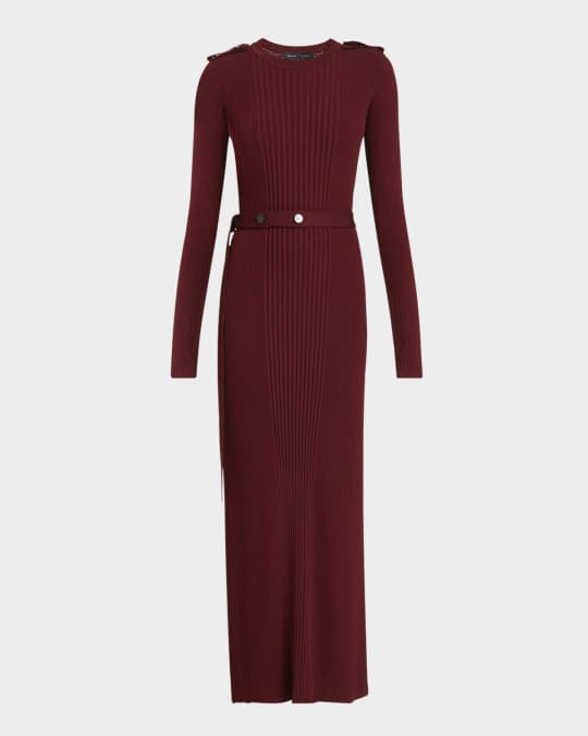 Proenza Schouler Lauryn Belted Silk-Viscose Knit Maxi Sweater