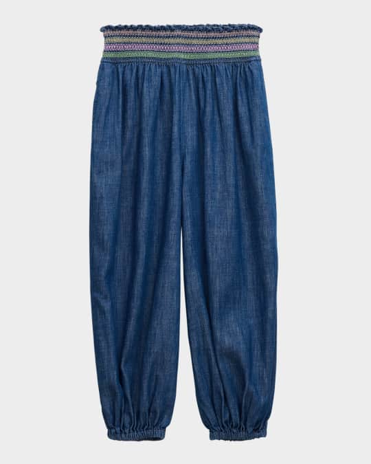 Girl's Tallow Shirred Denim Pants, Size 2-12