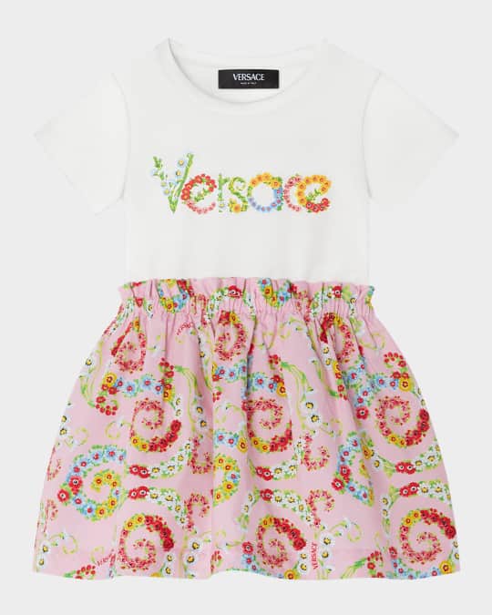 Girl's Combo Logo-Print Jersey Dress, Size 12M-4
