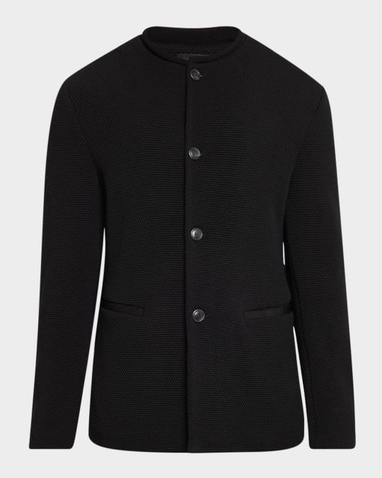 スーツ 90s EMPORIO ARMANI Stand Collar Corduroy Giorgio Armani Men's Textured Band-Collar Blazer | Neiman Marcus