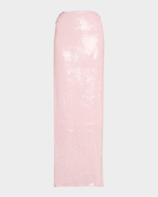 スカート Dries Van Noten Pink silk sequin skirt Dries Van Noten Ruched Sequin Maxi Skirt | Neiman Marcus