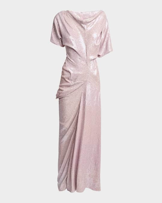 Dare Sequin Draped Gown
