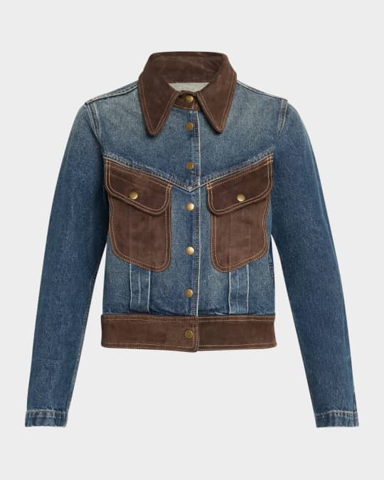 Brooklyn Suede-Trim Denim Jacket