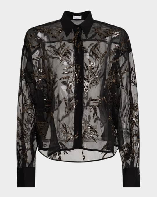 Herbarium Embroidered Crispy Silk Organza Shirt