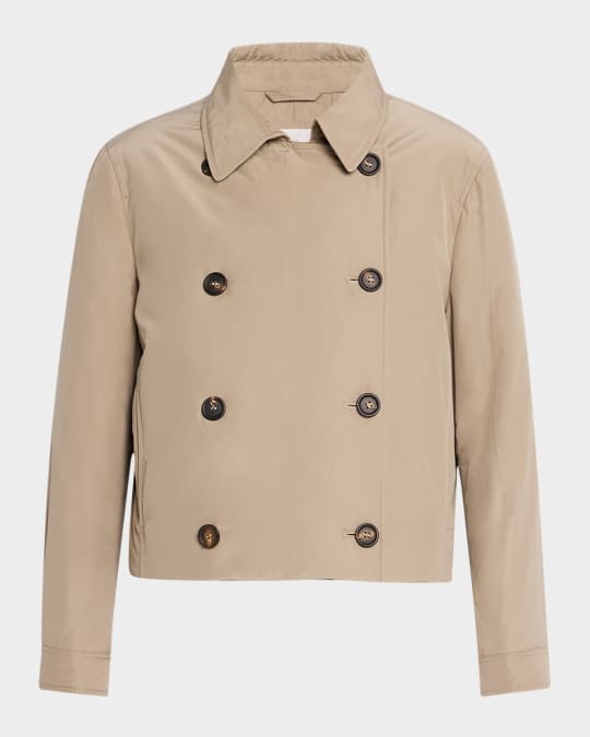 Lightweight Taffeta Double-Breasted Short Jacket