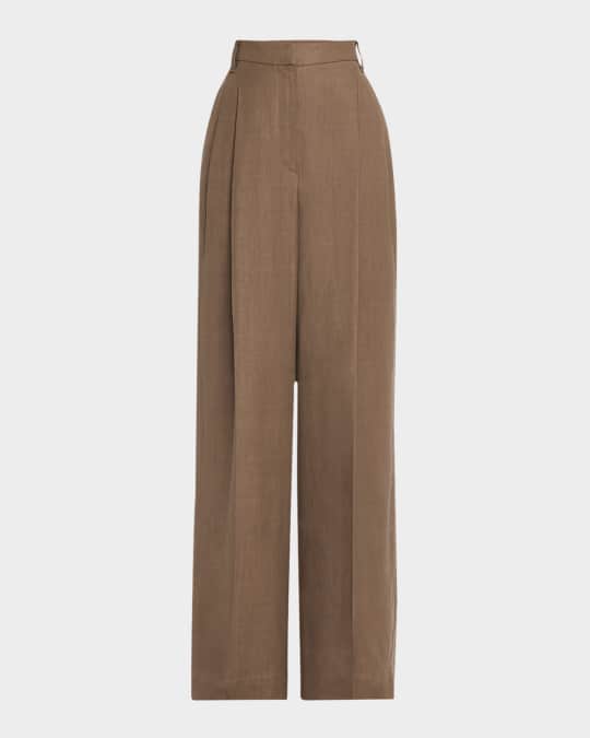 Brunello Cucinelli High Waist Wide Leg Fluid Linen Twill