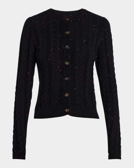 Fitted Cotton Diamante Cardigan