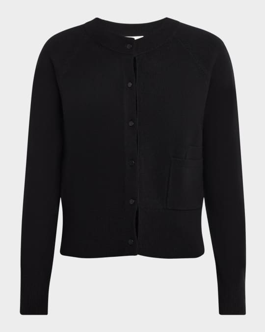 Velvet Trim Wool-Cashmere Cardigan 