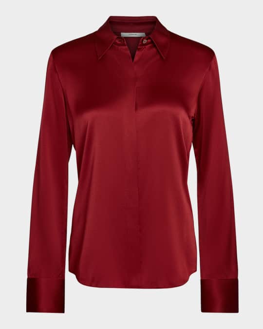 Slim-Fit Silk Satin Shirt