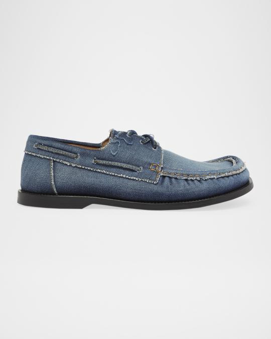LOEWE Campo Denim Boat Loafers | Neiman Marcus