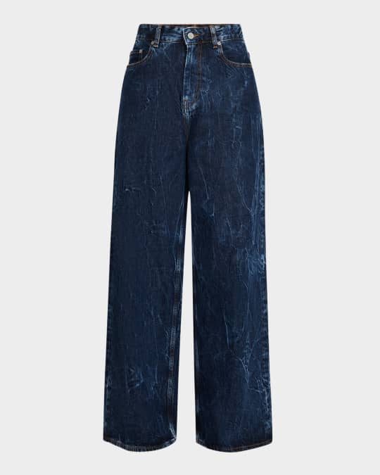 Ganni Crinkled Denim Jeans | Neiman Marcus