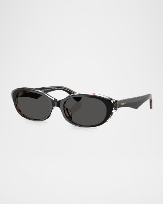 Burberry BE4447D Oval Sunglasses | Neiman Marcus display picture 2