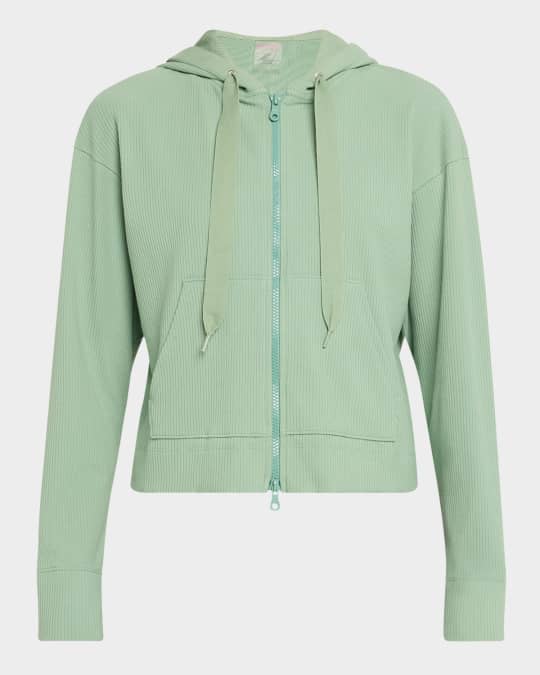 Sage Rib Crop Hoodie