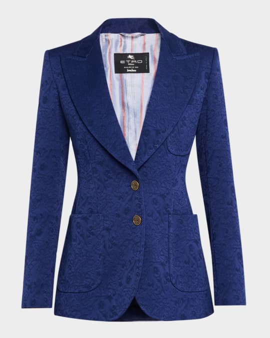 ジャケット ETRO Single-breasted denim blazer Etro Solid Jacquard Single-Breasted Blazer | Neiman Marcus