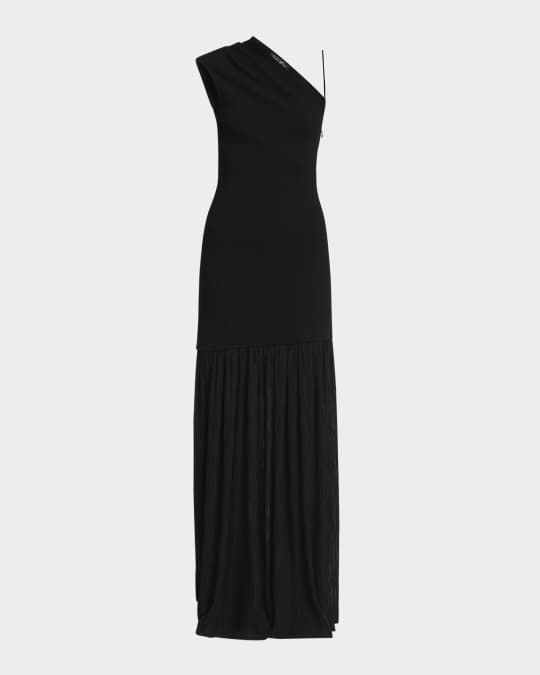 Proenza Schouler Cora One-Shoulder Pleated Crepe Chiffon