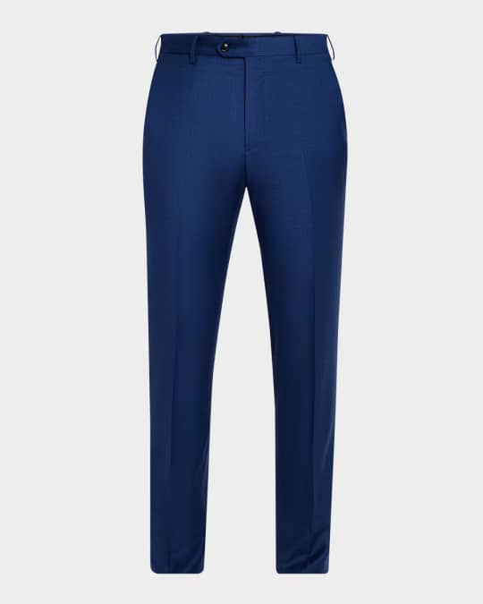 Giorgio Armani Men's Flat-Front Wool-Blend Trousers | Neiman Marcus