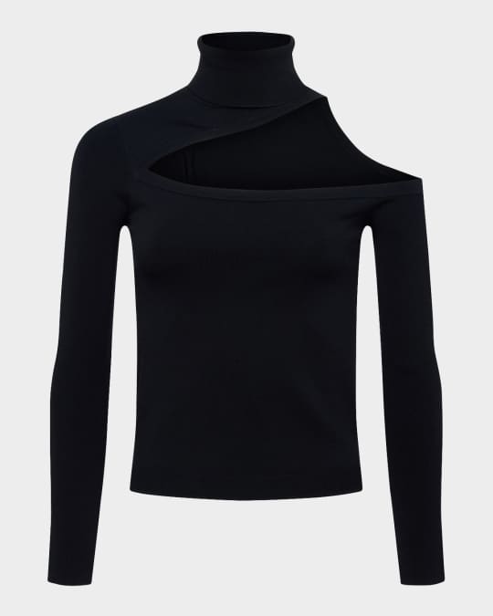 【EEUN】Back cut turtleneck t CutPRO® Turtleneck Top with Rear Half Zip