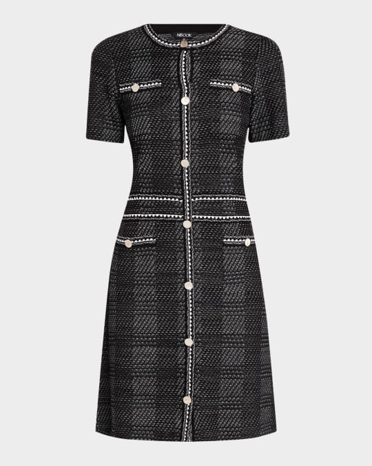 Bold Plaid Knit Sheath Dress - Modern Fit