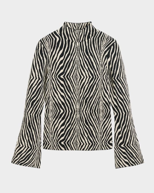 Bernie Mock-Neck Zebra Intarsia Sweater