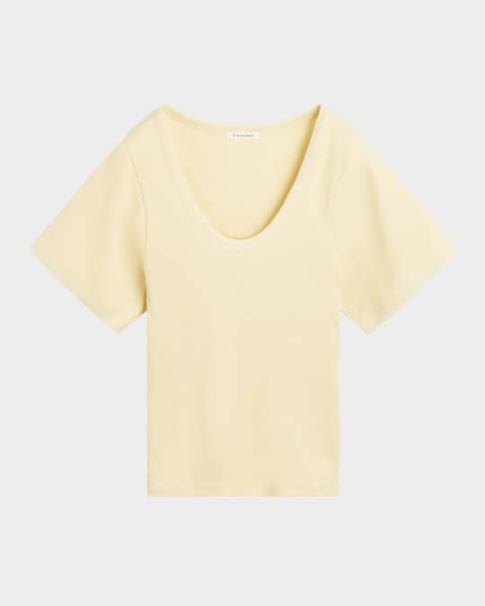 By Malene Birger Lunai Ribbed Scoop-Neck T-Shirt | Neiman Marcus