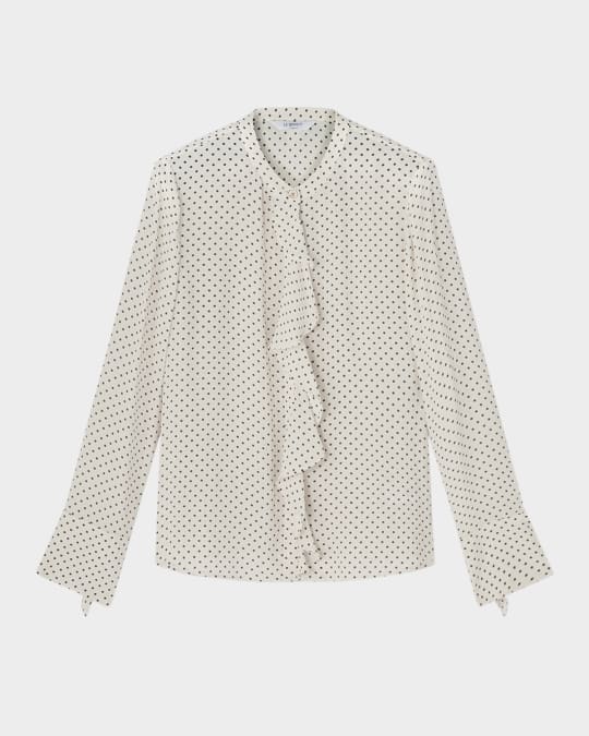 Cody Polka-Dot Ruffle Blouse
