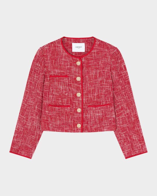 Alexa Button-Down Tweed Jacket