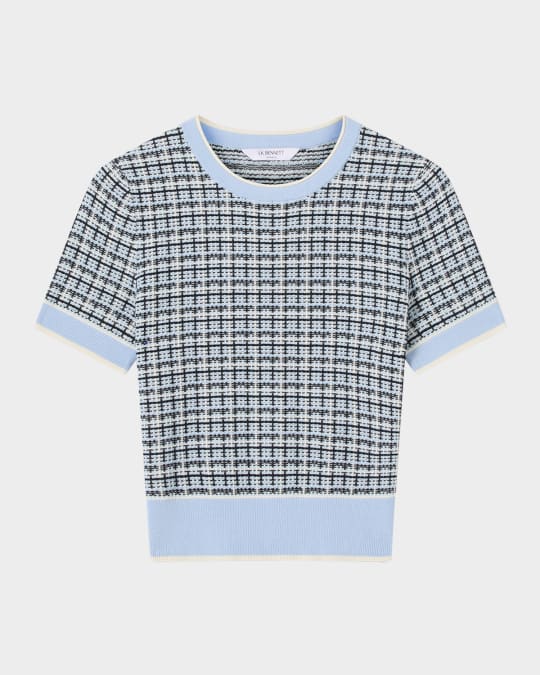 Honey Cropped Textural Plaid Top