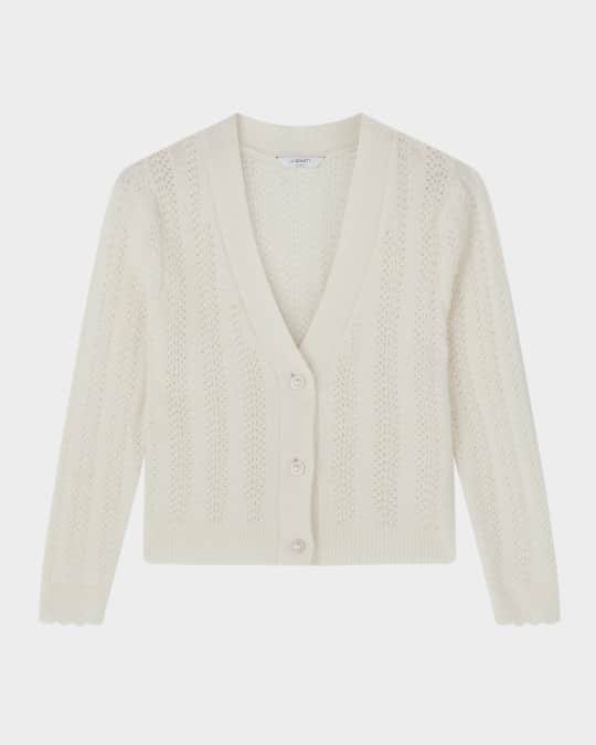 Elodie Pointelle-Knit Wool Cardigan