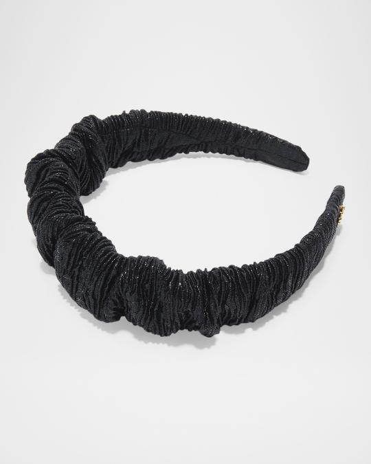 Lele Sadoughi Kelly Metallic Ruched Satin Headband | Neiman 