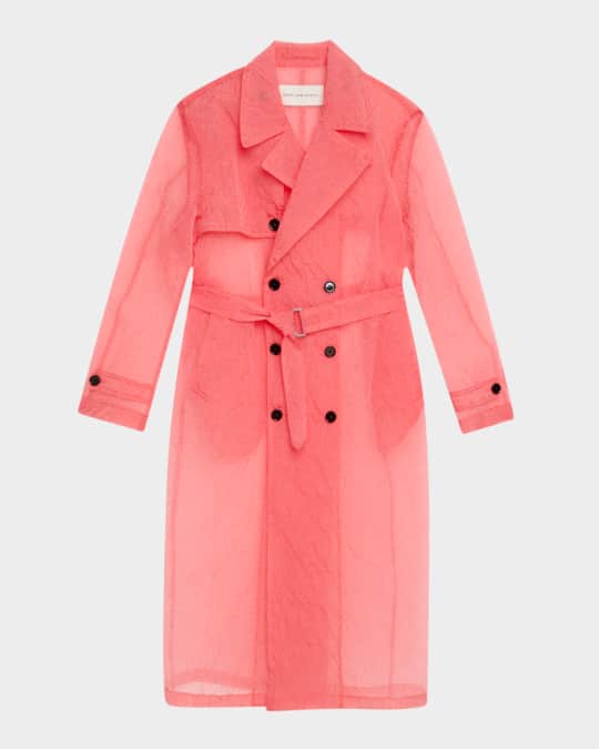 Dries Van Noten Men's Ralphie Semi-Sheer Trench Coat Neiman Marcus