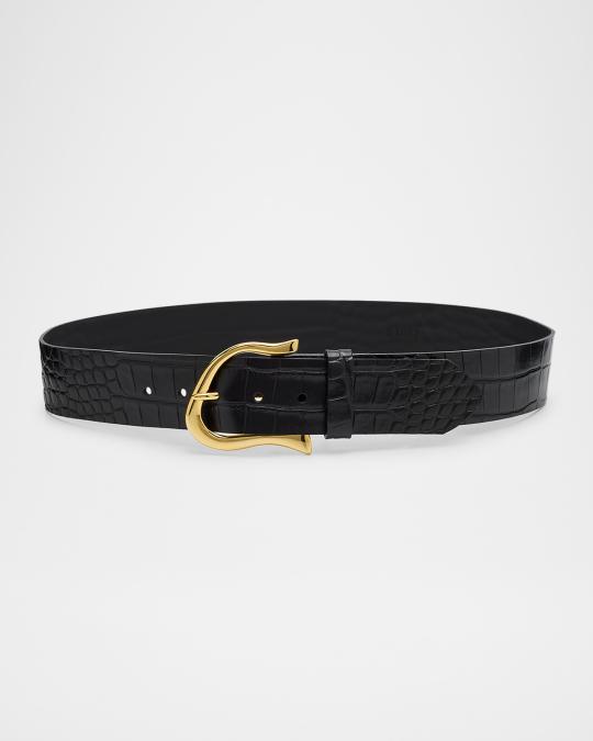 Streets Ahead Cil Croc-Embossed Leather Waist Belt | Neiman Marcus