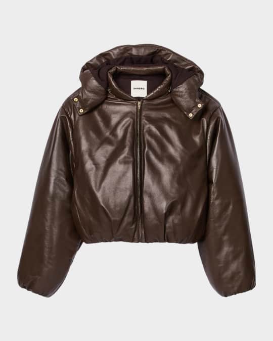 Sandro Raven Glazed Lambskin Leather Bomber Jacket Neiman Marcus