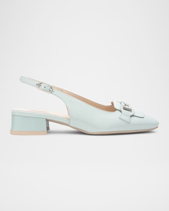 Patent Leather Horsebit Slingback Pumps