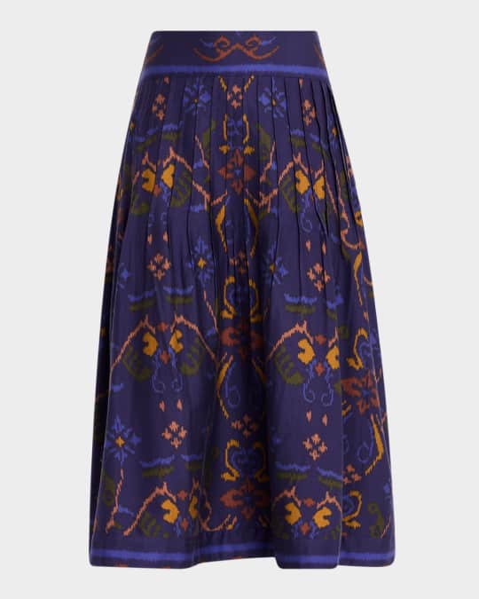 Abstract Ikat Design Pleated Skirt main image 1