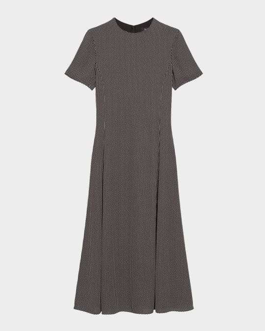 Theory Short-Sleeve Flared Midi Dress | Neiman Marcus