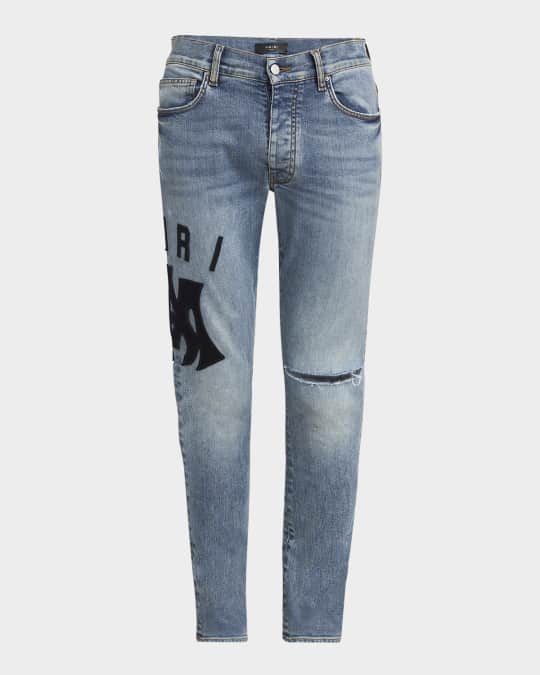 Men's Suede Applique Skinny Jeans