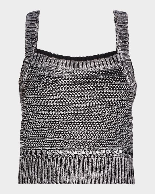 Daisy Cropped Metallic Knit Tank Top