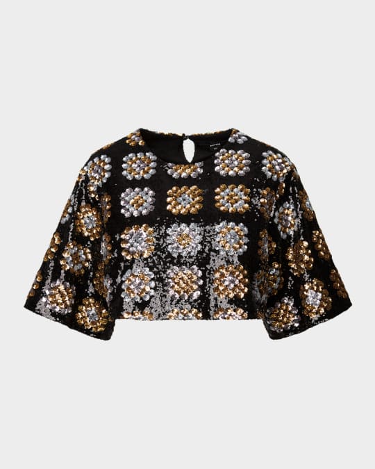 Sequined Stretch Crop Top
