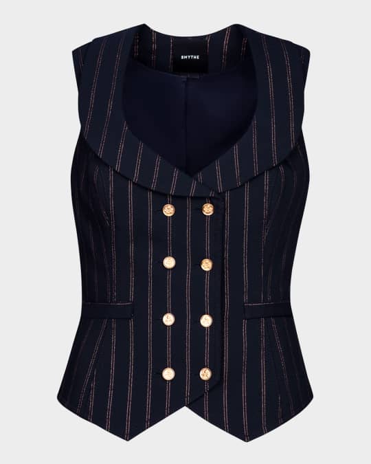 Striped Portrait-Neck Vest